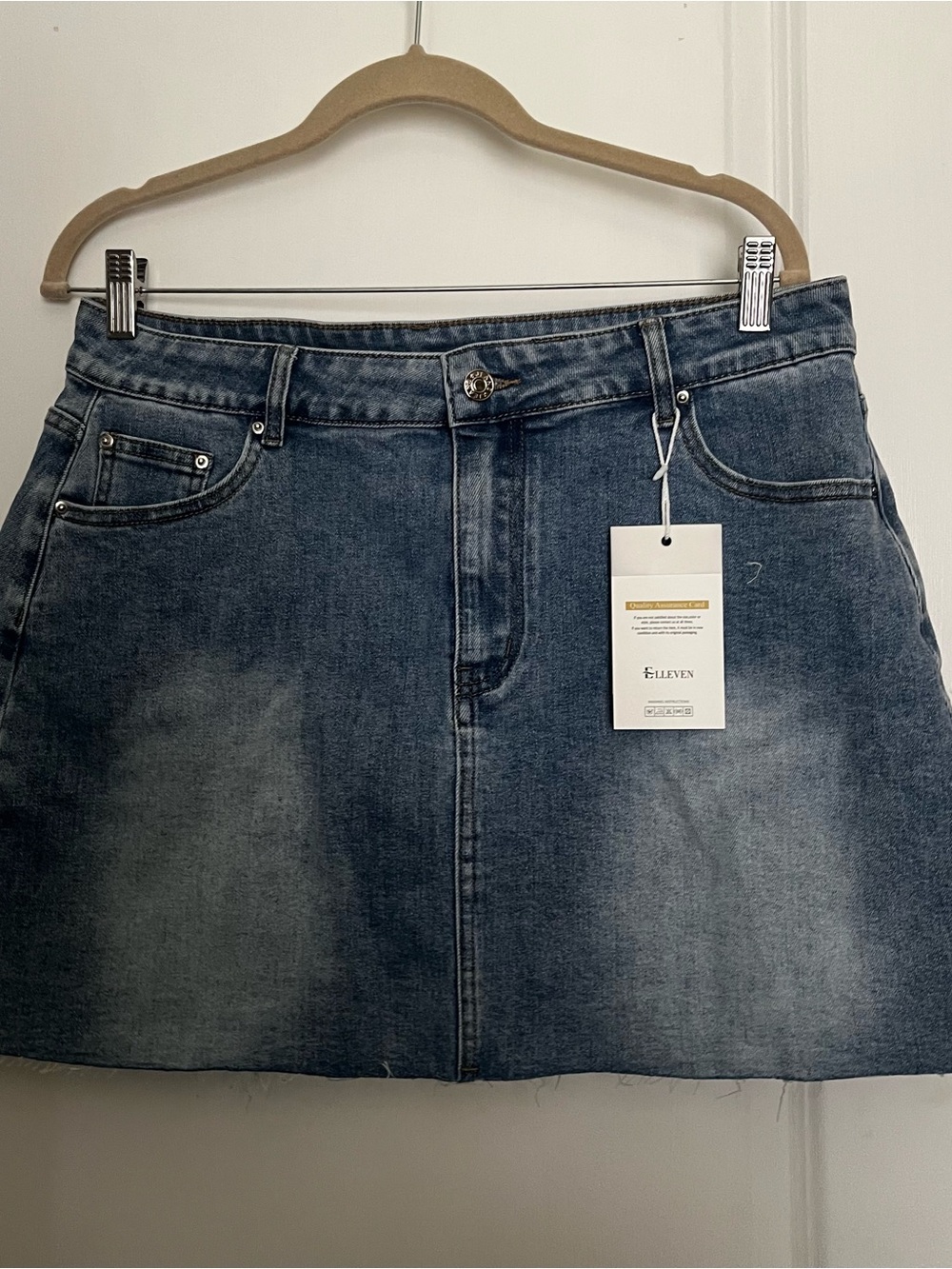 Washed Blue Denim Mini Skirt